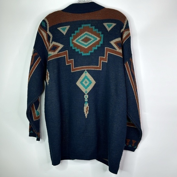 Vintage Southern Lady Blue Turquoise Southwestern Button Sweater Medium - Picture 4 of 9